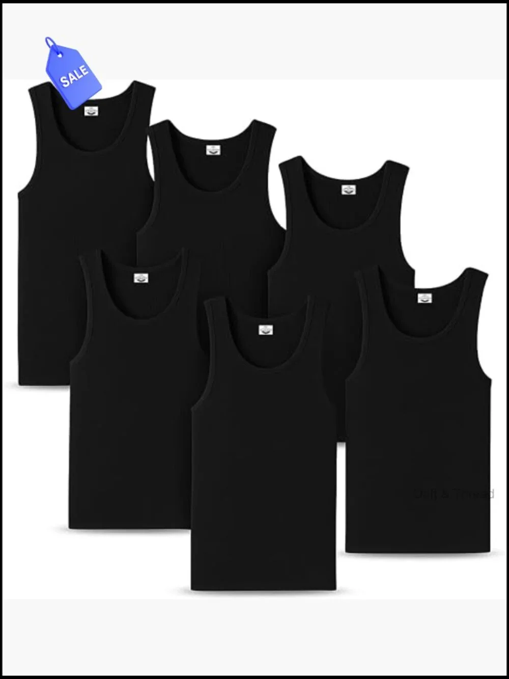 Men's Sleeveless Tank Top Undershirts 6-Pack Cotton Ribbed A-Shirt Tagless